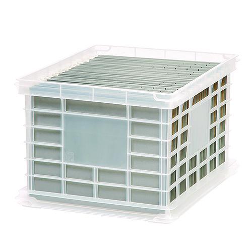 Image of Iris File Storage Durable Plastic Crate, 13.88 x 17.13 x 10.5, Clear