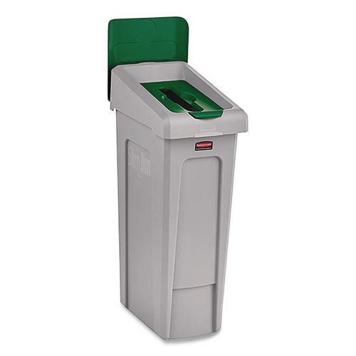 Image of Rubbermaid® Commercial 2185054 Slim Jim Recycling Station Kit, 1-Stream Paper, 23 gal, Plastic, Green/Gray