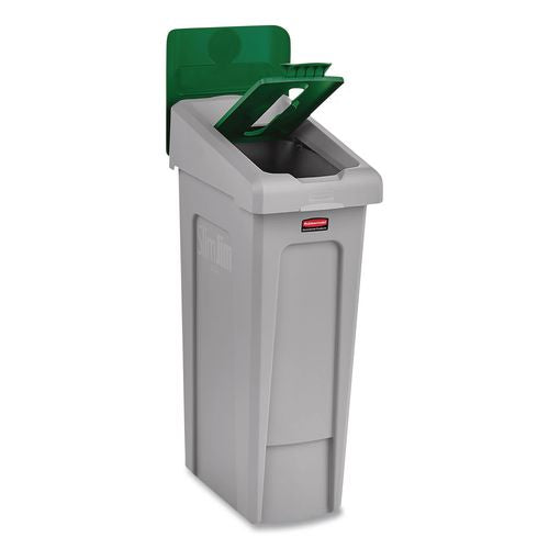 Image of Rubbermaid® Commercial 2185054 Slim Jim Recycling Station Kit, 1-Stream Paper, 23 gal, Plastic, Green/Gray