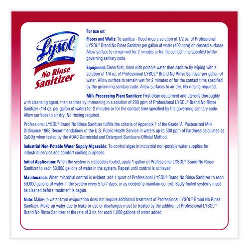 Image of Professional LYSOL® Brand 36241-74389 No Rinse Sanitizer Concentrate, 1 Gal Bottle, 4/carton