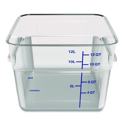 Image of Carlisle 1195407 Squares Polycarbonate Food Storage Container, 12 qt, 11.13 x 11.13 x 8.25, Clear, Plastic