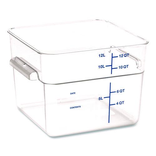 Image of Carlisle 1195407 Squares Polycarbonate Food Storage Container, 12 qt, 11.13 x 11.13 x 8.25, Clear, Plastic