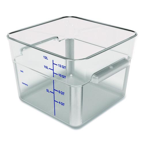 Image of Carlisle 1195407 Squares Polycarbonate Food Storage Container, 12 qt, 11.13 x 11.13 x 8.25, Clear, Plastic