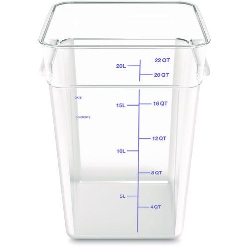 Image of Carlisle Squares Polycarbonate Food Storage Container, 22 qt, 11 13 x 11.13 x 15.72, Clear, Plastic