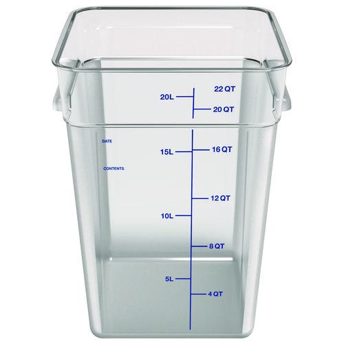 Image of Carlisle Squares Polycarbonate Food Storage Container, 22 qt, 11 13 x 11.13 x 15.72, Clear, Plastic