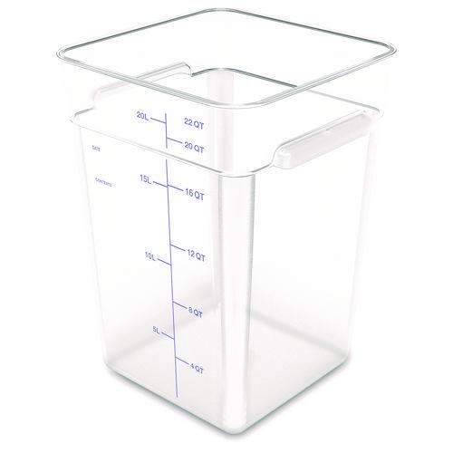Image of Carlisle Squares Polycarbonate Food Storage Container, 22 qt, 11 13 x 11.13 x 15.72, Clear, Plastic