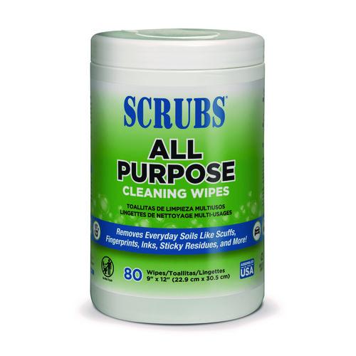 Image of SCRUBS® 96580 All Purpose Cleaning Wipes, 9 x 12, Citrus Scent, White, 80 Wipes/Canister, 6 Canisters/Carton