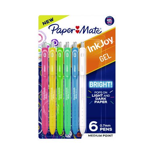 Image of Paper Mate® 2173765 InkJoy Gel Bright Gel Pen, Retractable, Medium 0.7 mm, Assorted Ink and Barrel Colors, 6/Pack