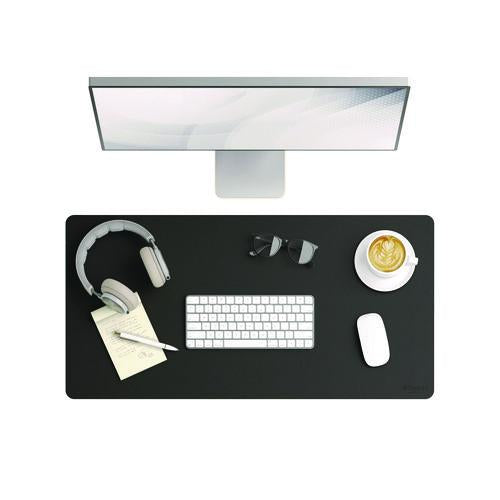 Image of Smead Vegan Leather Desk Pads, 31.5 x 15.7, Charcoal