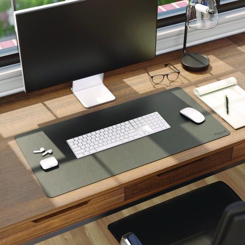 Image of Smead Vegan Leather Desk Pads, 31.5 x 15.7, Charcoal