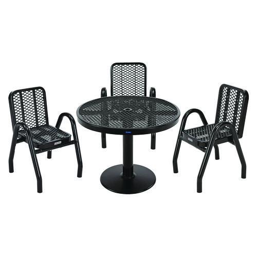 Image of Global Industrial® 348122BK Outdoor Dining Set, Round, 36" dia x 29"h, Black Top, Black Base/Legs