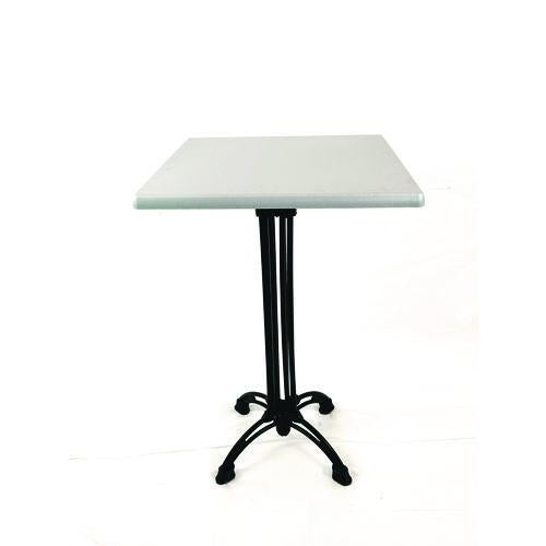 Image of JMC Furniture 106P32322 Topalit Tables, Square, 32 x 32 x 44, Brushed Silver Top, Black Iron Base/Legs