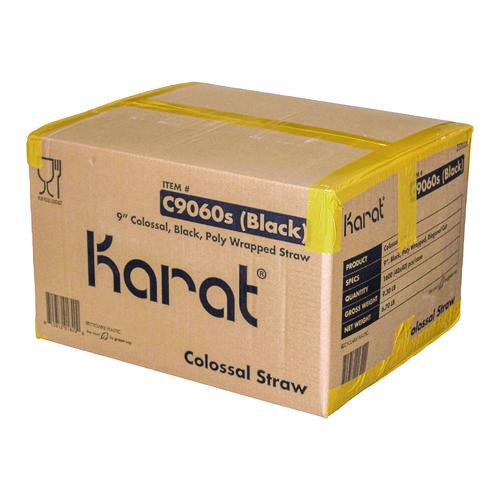 Image of Karat® C9060S BLACK Boba Straws, 9", Plastic, Black, 1,600/Carton
