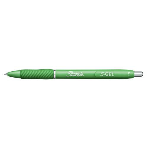 Image of Sharpie® S-Gel 2195731 S-Gel Fashion Barrel Gel Pen, Retractable, Medium 0.7 mm, Black Ink, Green Barrel, 4/Pack