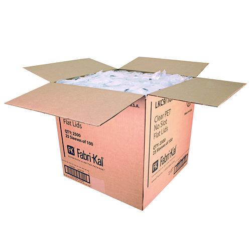 Image of Fabri-Kal® 9508068 Kal-Clear/Nexclear Drink Cup Lids, Flat Lid with No Slot, Fits 9 oz to 10 oz Cold Cups, Plastic, Clear, 2,500/Carton