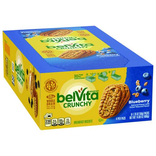 Image of Nabisco® 00 44000 02908 00 belVita Breakfast Biscuits, 1.76 oz Pack, Blueberry, 8 Packs/Box, 8 Boxes/Carton