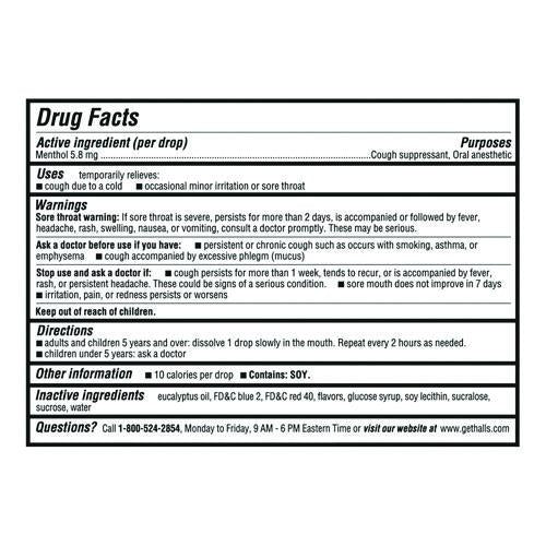 Image of HALLS 03 12546 62182 00 Triple Action Cough Drops, Cherry, 30/Bag, 12 Bags/Box