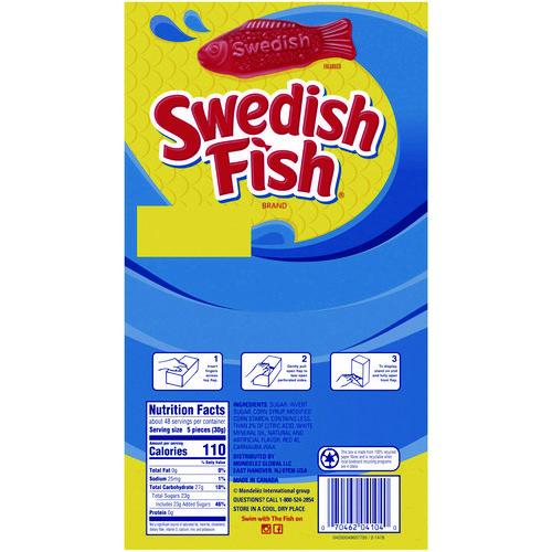 Image of Swedish Fish® 00 70462 43146 00 Grab-and-Go Candy Snacks In Reception Box, 240 Pieces/Box