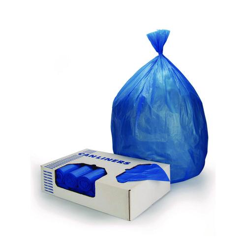 Image of Heritage Z6043HX R01 High-Density Waste Can Liners, 23 gal, 14 mic, 30" x 43", Blue, 25 Bags/Roll, 10 Rolls/Carton
