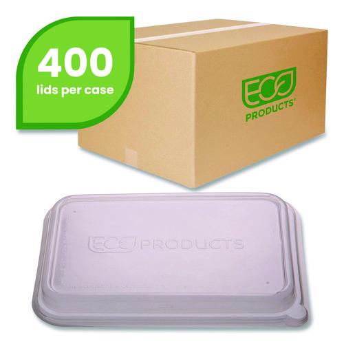 Image of Eco-Products® EP-SCRC24LID WorldView RPET Rectangular Lids, 5.84 x 8.76 x 1.37, Clear, Plastic, 50/Pack, 8 Packs/Carton
