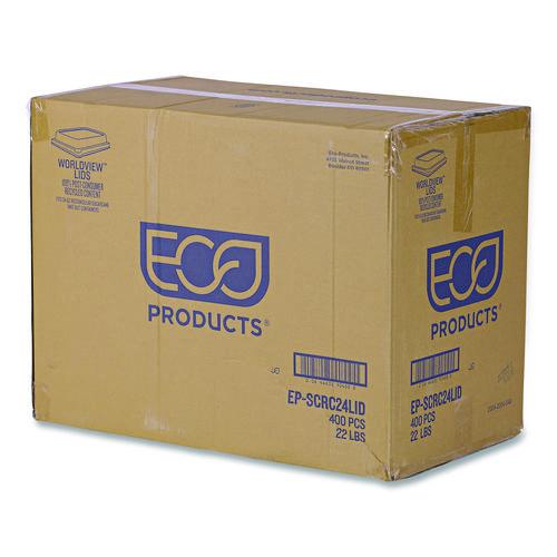 Image of Eco-Products® EP-SCRC24LID WorldView RPET Rectangular Lids, 5.84 x 8.76 x 1.37, Clear, Plastic, 50/Pack, 8 Packs/Carton