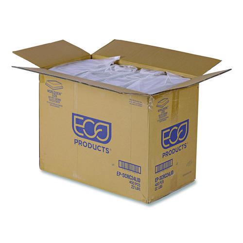 Image of Eco-Products® EP-SCRC24LID WorldView RPET Rectangular Lids, 5.84 x 8.76 x 1.37, Clear, Plastic, 50/Pack, 8 Packs/Carton