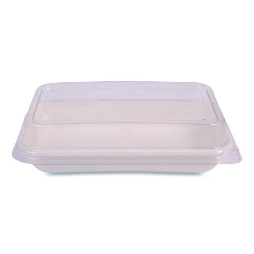 Image of Eco-Products® EP-SCRC24LID WorldView RPET Rectangular Lids, 5.84 x 8.76 x 1.37, Clear, Plastic, 50/Pack, 8 Packs/Carton