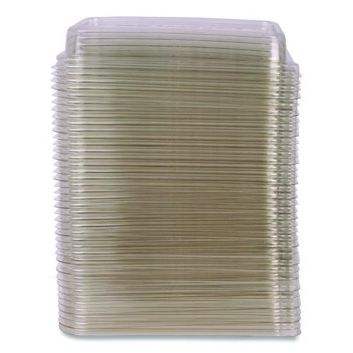Image of Eco-Products® EP-SCRC24LID WorldView RPET Rectangular Lids, 5.84 x 8.76 x 1.37, Clear, Plastic, 50/Pack, 8 Packs/Carton