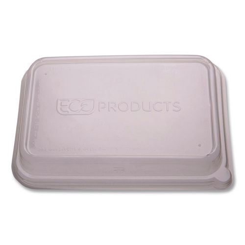Image of Eco-Products® EP-SCRC24LID WorldView RPET Rectangular Lids, 5.84 x 8.76 x 1.37, Clear, Plastic, 50/Pack, 8 Packs/Carton