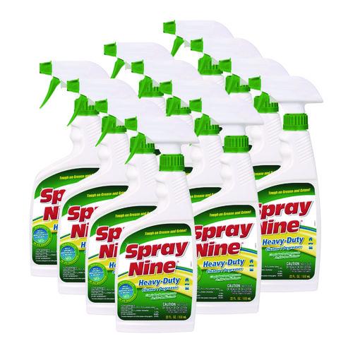 Image of Spray Nine® 26825 Heavy Duty Cleaner/degreaser/disinfectant, Citrus Scent, 22 Oz Trigger Spray Bottle, 12/carton