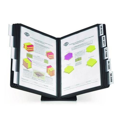 Image of Durable® 552201 VARIO Document Holder, 10 Panels 15.5 x 6.5 x 10.75, Black Borders