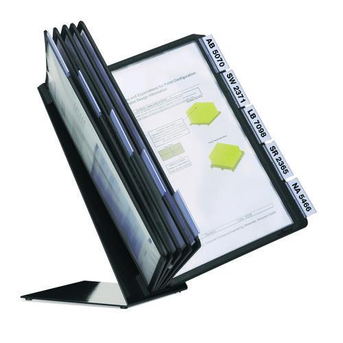 Image of Durable® 552201 VARIO Document Holder, 10 Panels 15.5 x 6.5 x 10.75, Black Borders
