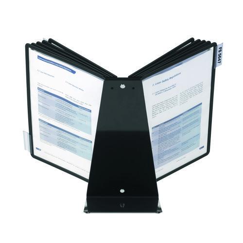 Image of Durable® 552201 VARIO Document Holder, 10 Panels 15.5 x 6.5 x 10.75, Black Borders