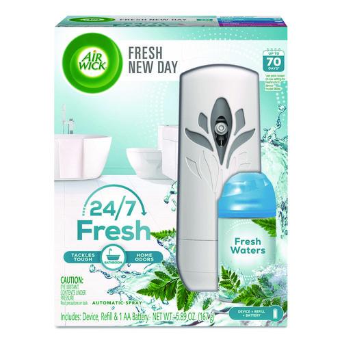 Image of Air Wick® 62338-88413 Freshmatic Life Scents Starter Kit, 5.89 oz Fresh Waters Refill/AA Battery