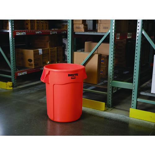 Image of Rubbermaid® Commercial 2119307 Brute Round Container, 44 gal, Plastic, Orange