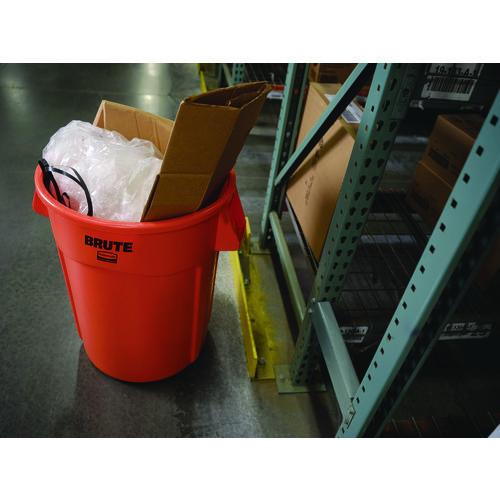 Image of Rubbermaid® Commercial 2119307 Brute Round Container, 44 gal, Plastic, Orange