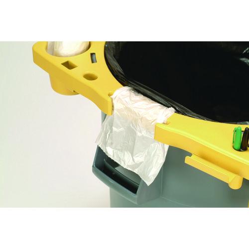 Image of Rubbermaid® Commercial FG9W8700YEL BRUTE Standard Brute Rim Caddy, Four Compartments, Fits 32.5" Diameter Cans, 26.5 x 6.75, Yellow