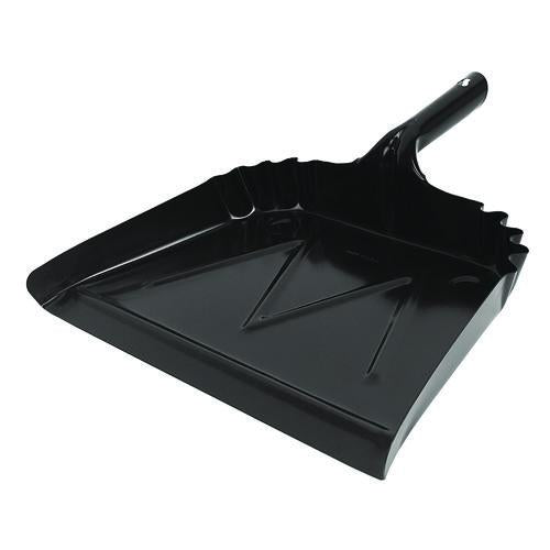Image of Impact® 4216 Heavy-Duty Commercial Dust Pan, 16 X 15.5, 5.38" Handle, 20-Gauge Steel, Black