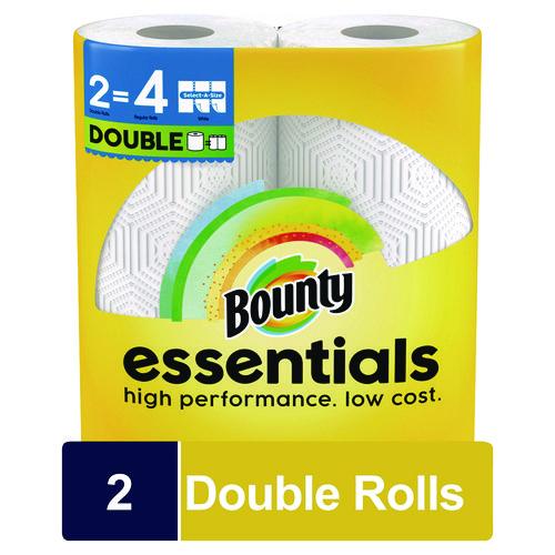 Image of Bounty® 80782402 Essentials Select-A-Size Kitchen Roll Paper Towels, 2-Ply, White, 108 Sheets/Roll, 2/Pack, 8 Packs/Carton