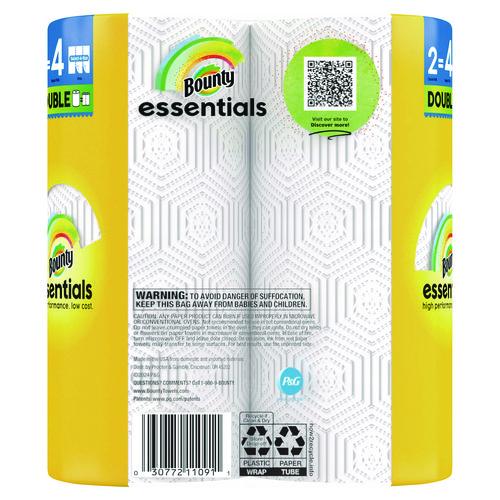 Image of Bounty® 80782402 Essentials Select-A-Size Kitchen Roll Paper Towels, 2-Ply, White, 108 Sheets/Roll, 2/Pack, 8 Packs/Carton