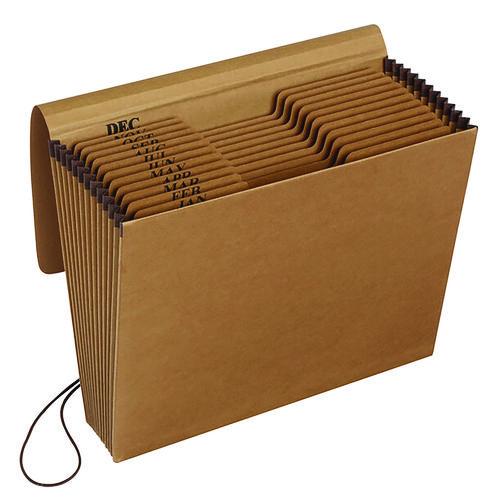 Image of Pendaflex® K-17M-OX Kraft Indexed Expanding File, 12 Sections, Elastic Cord Closure, 1/12-Cut Tabs, Letter Size, Brown