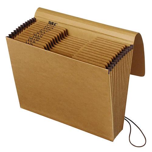 Image of Pendaflex® K-17M-OX Kraft Indexed Expanding File, 12 Sections, Elastic Cord Closure, 1/12-Cut Tabs, Letter Size, Brown