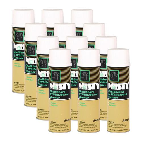 Image of Misty® 1001403 Chalkboard And Whiteboard Cleaner, 19 Oz Aerosol Spray, 12/carton