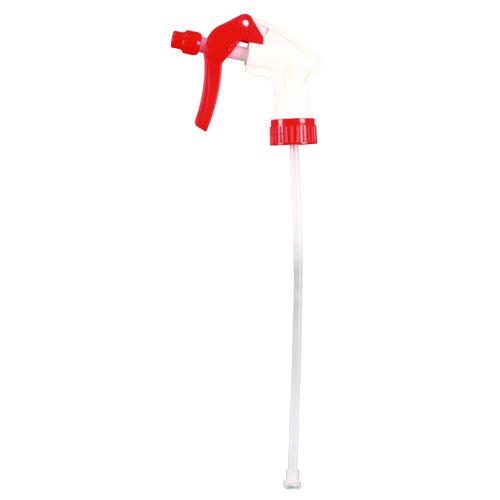 Image of Impact® 590624-91 General Purpose Trigger Sprayer, 9.88" Tube, Fits 32 Oz Bottles, Red/white, 24/carton