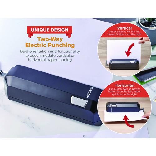 Image of Bostitch® EHP20-BLK 20-Sheet Electric Three-Hole Punch, 9/32" Holes, Black