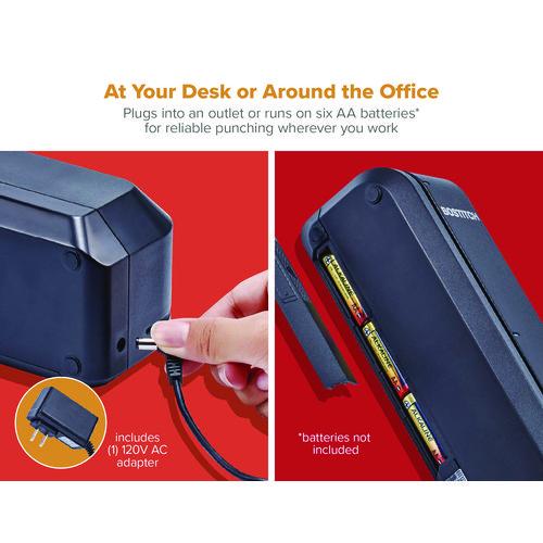Image of Bostitch® EHP20-BLK 20-Sheet Electric Three-Hole Punch, 9/32" Holes, Black