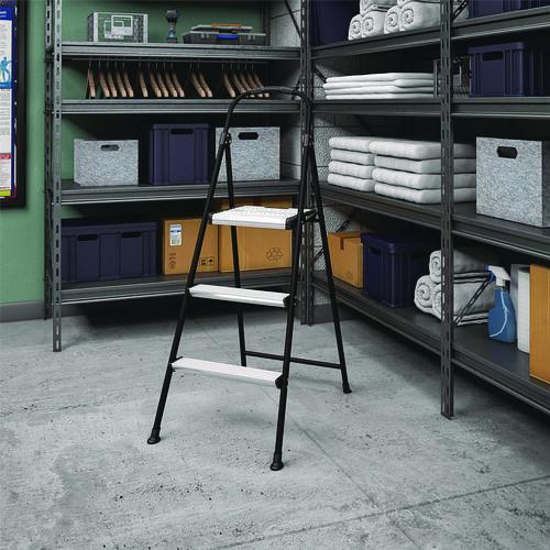 Image of Cosco® 11425ABK1E 3-Step Stepstool, 250 lb, 28.75" Tall, 28.35" Spread, Black/Silver