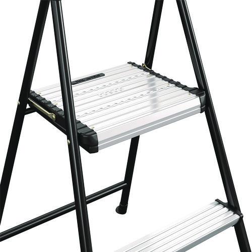 Image of Cosco® 11325ABK1E 2-Step Stepstool, 250 lb Capacity, 19" Working Height, 22.5" Spread, Black/Silver