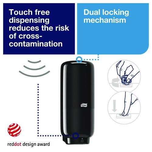 Image of Tork® 571608 Skincare Dispenser with Intuition Sensor, 1 L, 4.4 x 4.5 x 11.5, Black