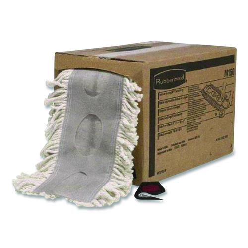 Image of Rubbermaid® Commercial FGM15000WH00 Cut To Length Dust Mops, Cotton, White, Cut-End, 5 X 40 Ft, 1 Box